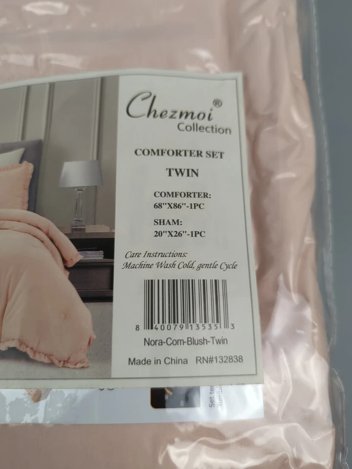 Microfibra lavada suave con borde con volantes Chezmoi Collection Nora 2 piezas Foto 3 de 4