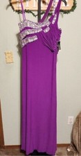 Hailey Adrianna Papell Prom Graduation Evening Gown Meganta Purple Jeweled Sz 12