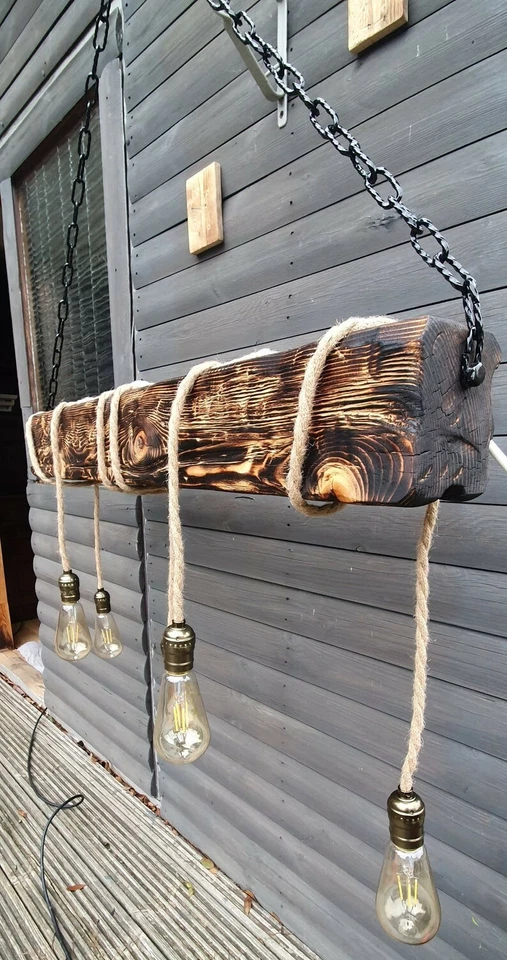 Handmade Beam Chandelier - Wood Beam Chandelier Wooden Chandelier Rustic Lightin - Image 4 of 4
