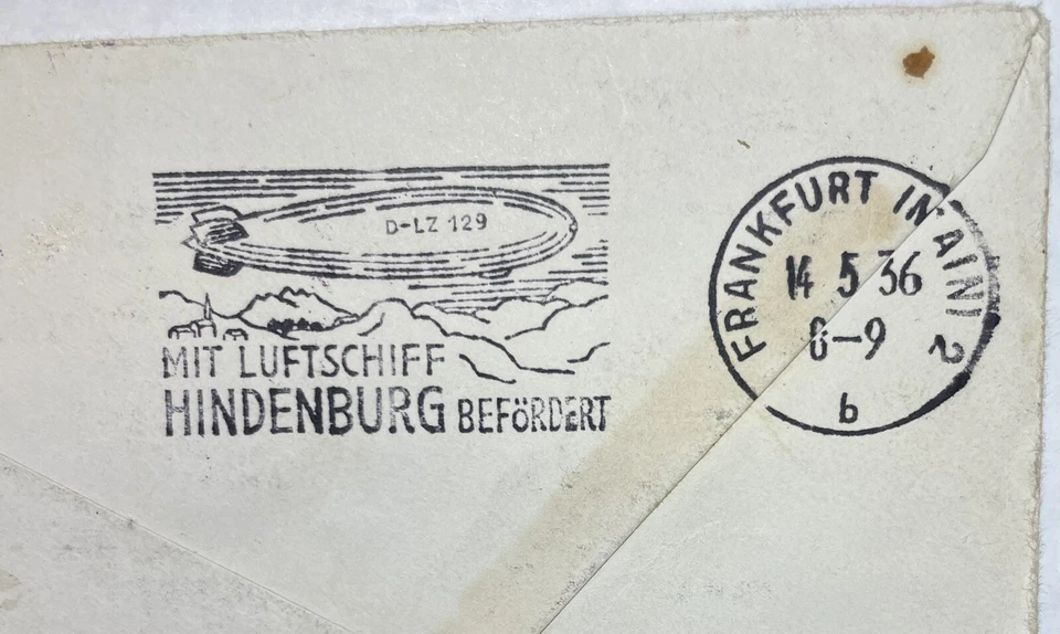 US “May 11, 1936” Hindenburg First Flight cover NYC-Ger. return leg (2x20c #C9) - Image 3 of 4