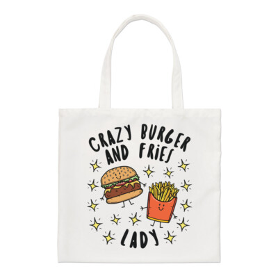 Verrückt Burger Und Fries Damen Stars Regular Tragetasche Lustig Fast Food Chips