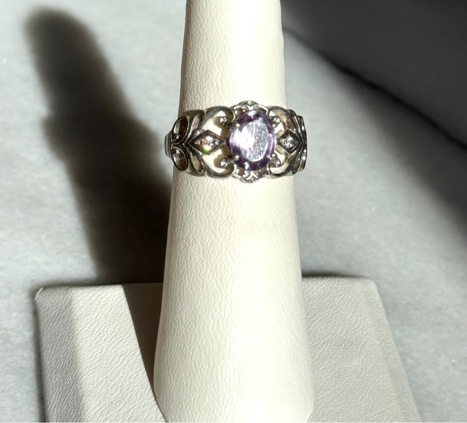 RJ 925 STERLING SILVER AND AMETHYST RING SIZE 5 | eBay