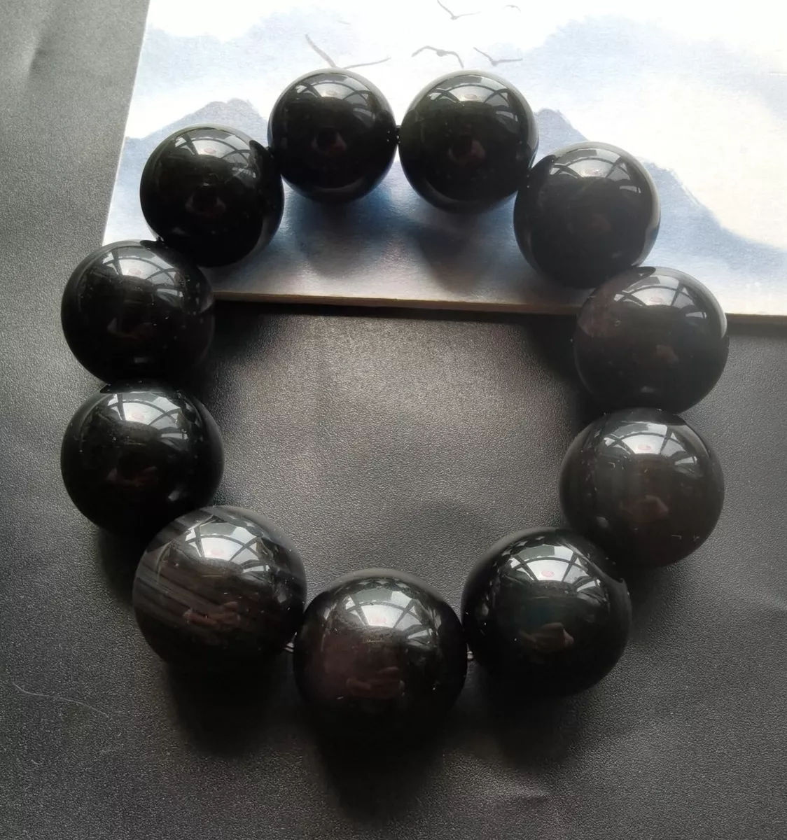 Natural obsidian stone bracelet deals