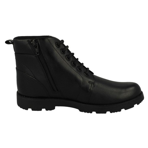 Garçons Clarks Heath Mi Cuir Noir Bottines - Bild 4 von 8