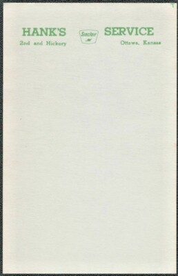 1970's Notepad Sheets (12) from Sinclair Service Station Dinosaur - Ottawa, KA.