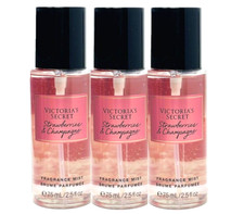 3 VICTORIA'S SECRET TRAVEL STRAWBERRIES CHAMPAGNE FRAGRANCE MIST 2.5 FL OZ NEW