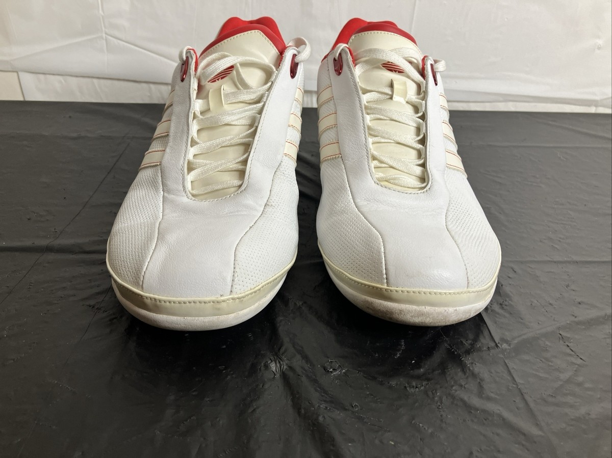 Adidas Porsche Design White Leather Red Accent Lace Up Shoes