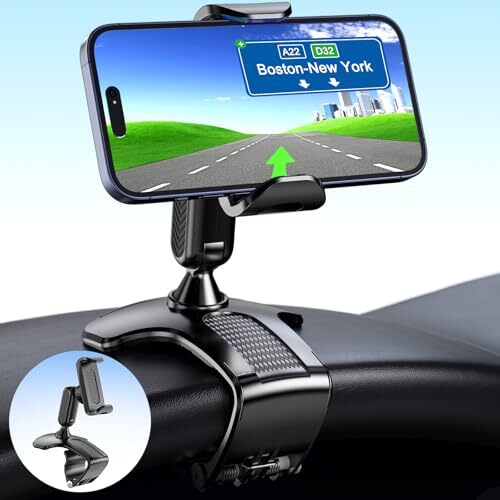 Car Phone Mount, Cell Phone Holder for Car 360 Degree Rotation Dashboard Black-image