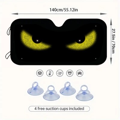 For Nissan Yellow Eyes Car Front Windshield Sun Shade Shield UV Block Cover