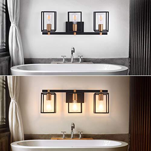 Modern Industrial Bathroom Vanity Light Fixtures 3 Lights Black And
