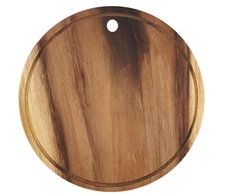 28cm Hard Wood Hygienic Round Cutting Wooden Chopping Board w Juice Groove