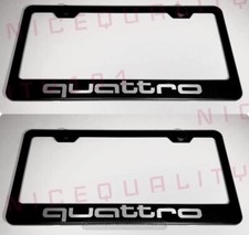 2x Quattro Sline Stainless Steel Black Finished License Plate Frame Rust Free