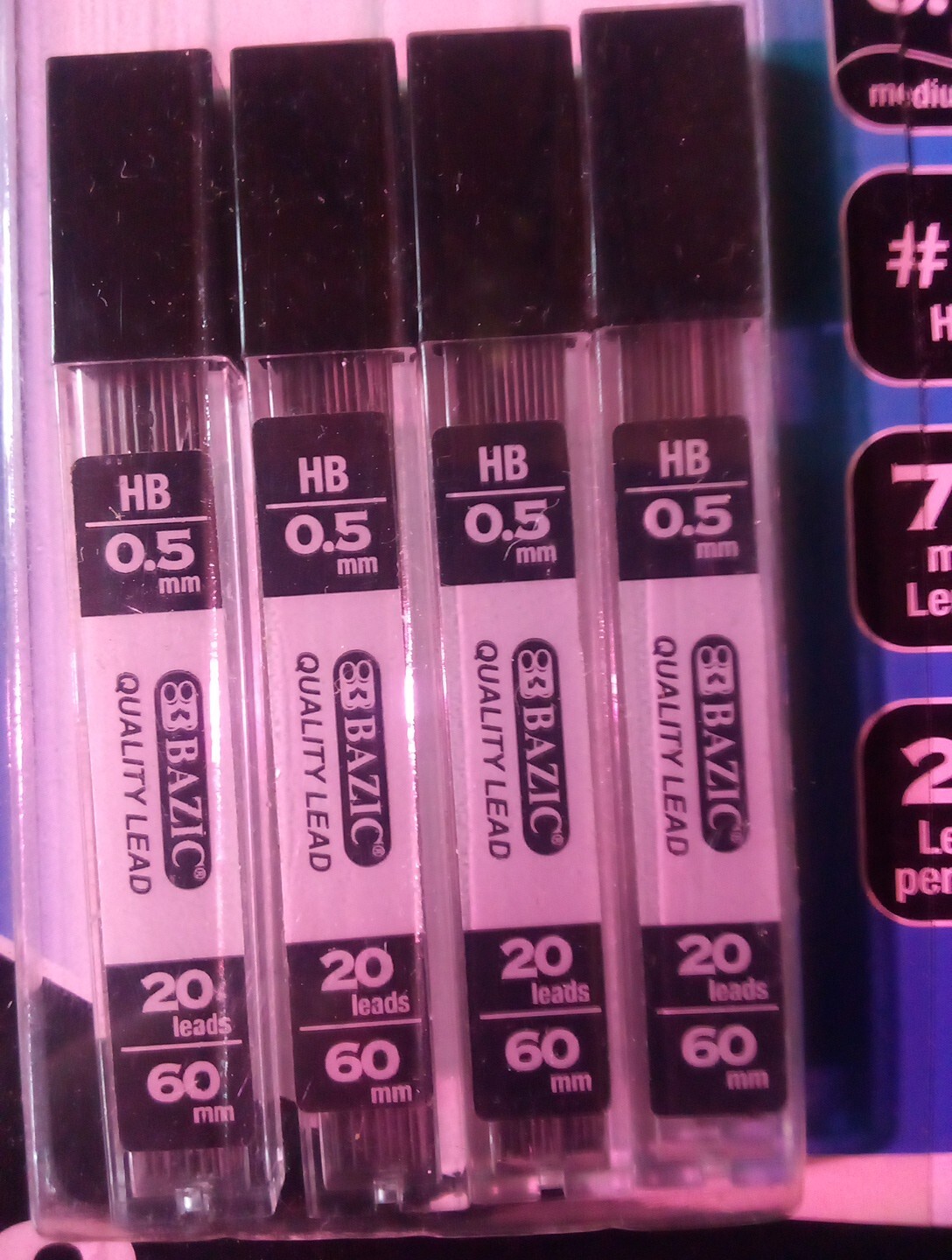 Mechanical Pencil Refill Lead 0.5mm #2HB 60mm Length Bazic 80 pcs