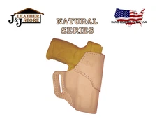 J&J KAHR P380 W/ CRIMSON TRACE LASER OWB BELT CARRY NATURAL LEATHER HOLSTER