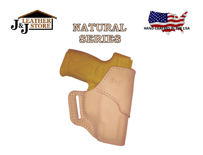J&J S&W BODYGUARD 380 W/ CRIMSON TRACE LASER OWB FORMED NATURAL LEATHER HOLSTER