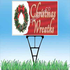 18"x24" CHRISTMAS WREATHS Outdoor Yard Sign  Stake Sidewalk Lawn Sales Trees