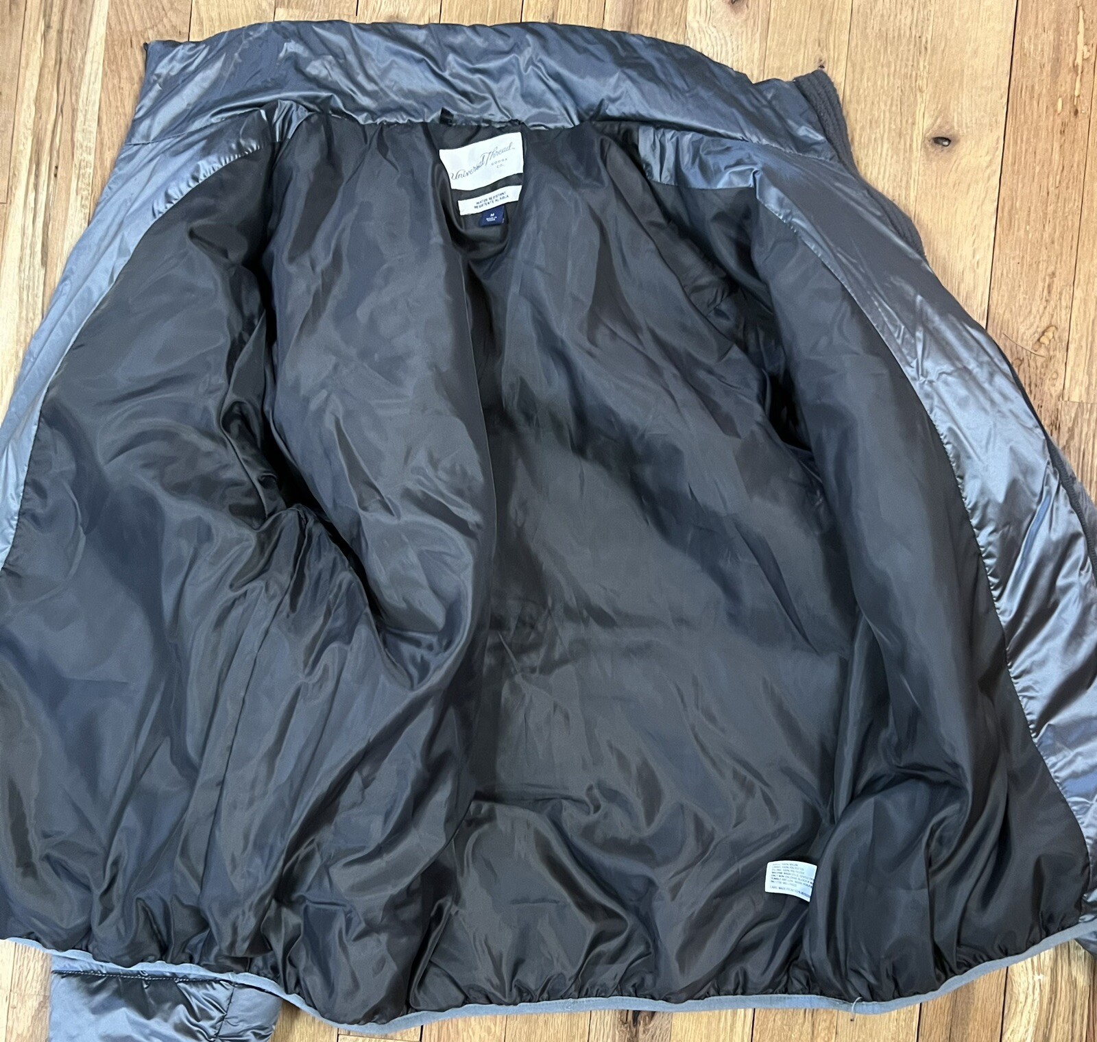 Universal Thread Puffer Coat Metallic Silver Zip … - image 7