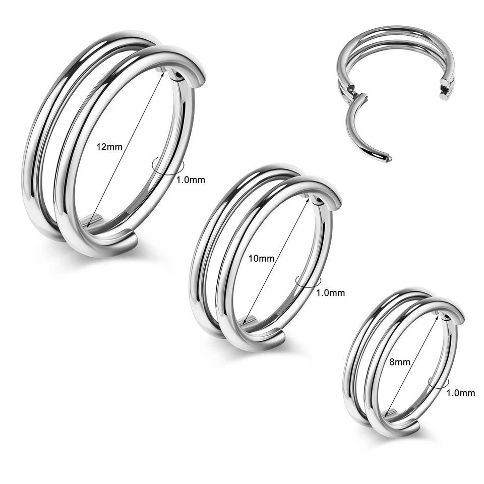 Pendientes hélice cartílago anillo nariz doble acero inoxidable 1 pieza piercing tabique Foto 3 de 4