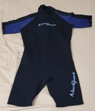 Neo sport 2mm Back Zip Womens Black Blue Wet Suit Sz M Short Sleeve Scuba Diving