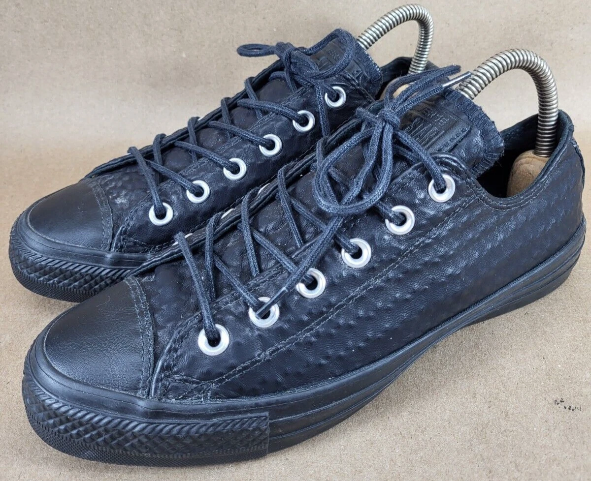 Scarpe sneakers donna 8 uomo 6 Converse nere all star artigianali pelle bue