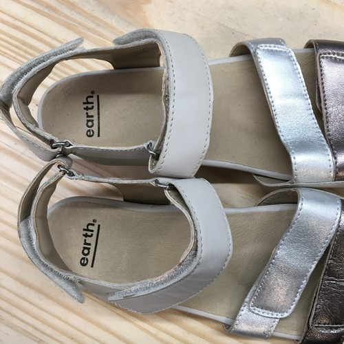 Earth Sandals Womens 9 Wide Alder Amal Strappy Beige Leather Hook & Loop Comfort - Picture 17 of 20