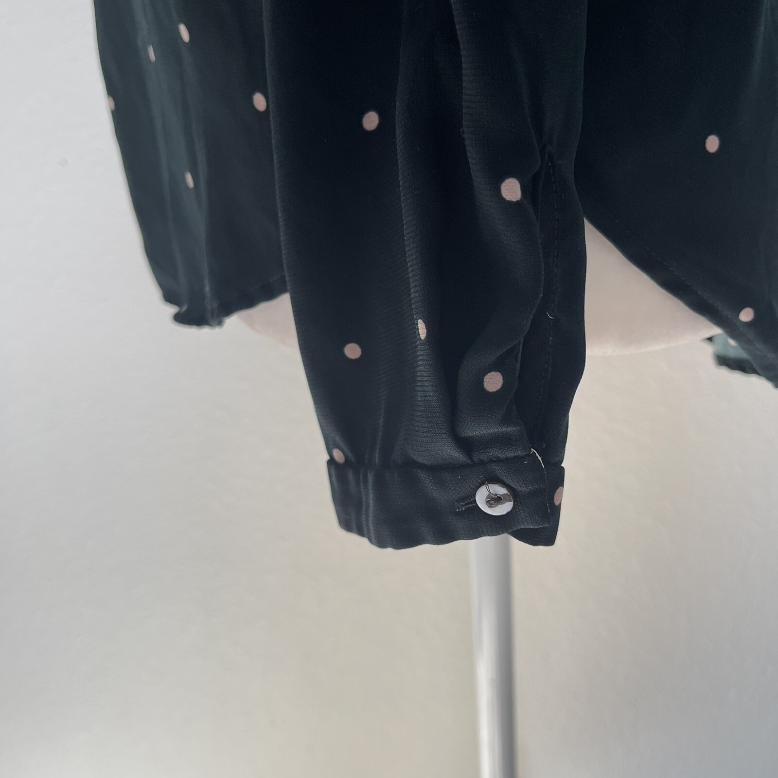 Zara Basic Keyhole Back Dark Green/Pink Polka Dot… - image 10