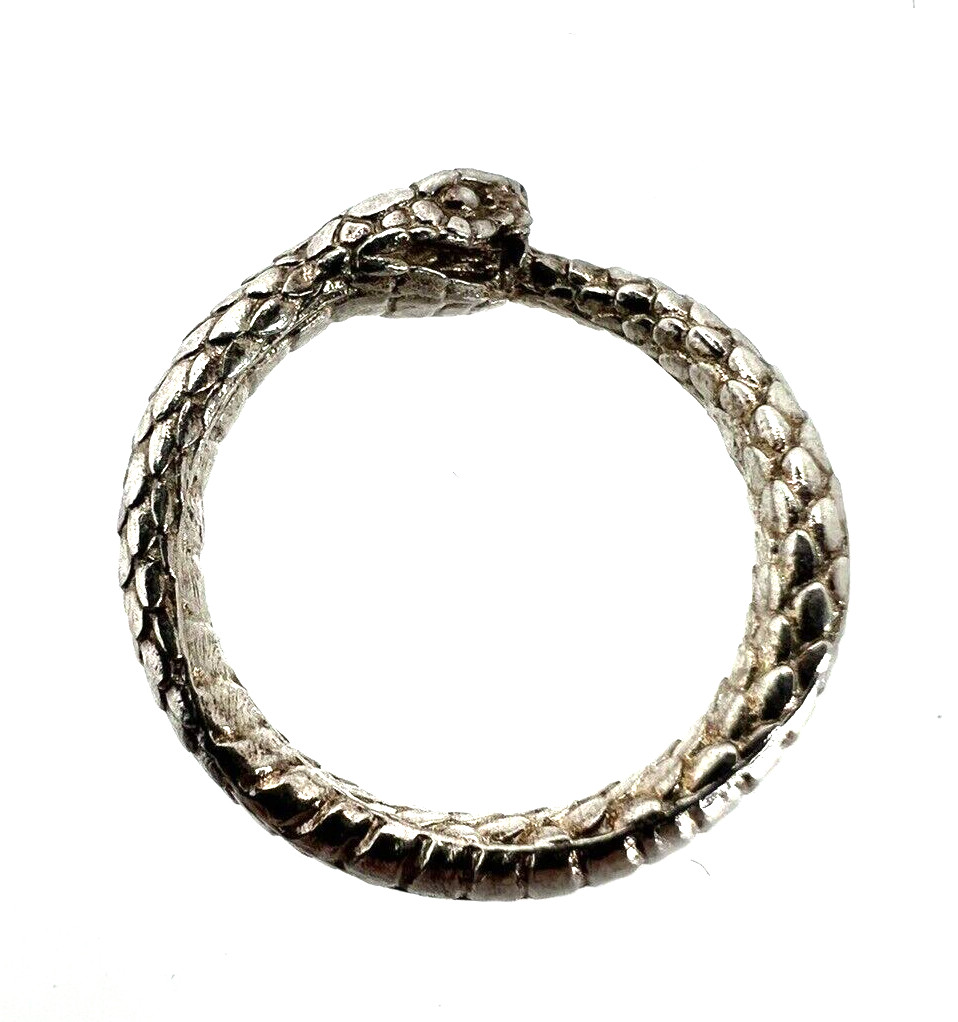 Solid Sterling Silver Snake Eating Tail Ring Very… - image 2