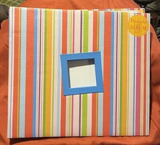 12x12 Striped Scrapbook Photo Album With Frame For Photo on Front Cover
