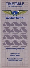 Eastern Airlines timetable 1986/01/01