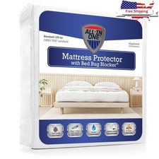 All-in-One Mattress Protector Bed Bug Blocker Water Stain Resistant 15 Inch New