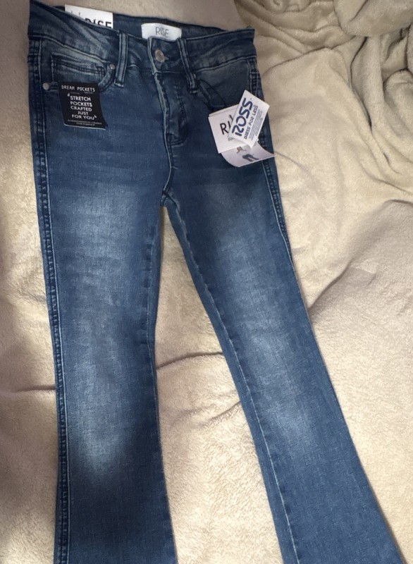 RISE Supply Co Girls Mid Rise Bootcut Jeans Blue Size 00 31in Inseam Stretch