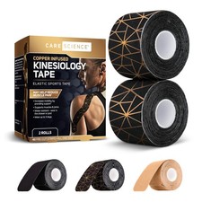 Care Science Waterproof Kinesiology Tape, 40 ct Precut Strips Copper Infused