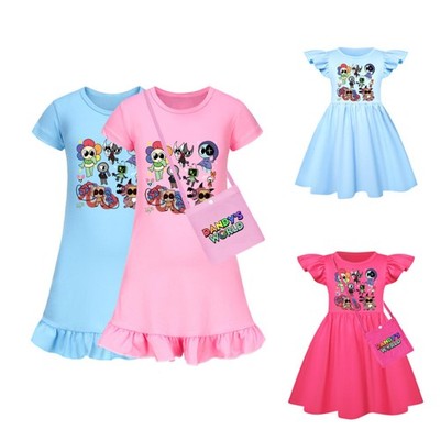 Dandy's World Mädchen Kurzarm Pyjamas Home Kleidung Nachtkleid Fliegender Rock