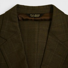 Jos A Bank 2 Piece Suit 42L Green Windowpane Wool 2 Button