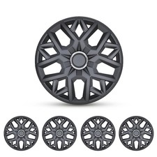 14 Inch Universal Snap On Hubcaps for Steel Wheels Set of 4 Matte Black