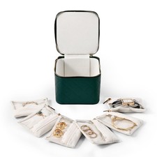 Travel Jewelry Box Organizer - Small Jewelry Case with 6 Small Velvet Zipped ...