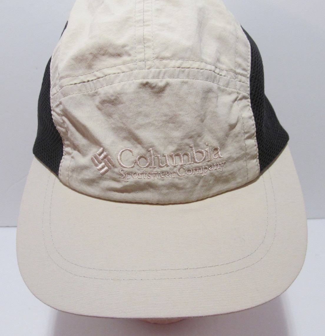 Columbia Sportswear 5 Panel Running Fishing Hiking Khaki Black Mesh OSFA Cap Hat