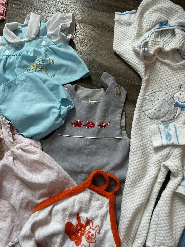 Vintage Baby Clothes Lot 60s-80s 15 Pieces Sweaters Hats Matching Sets - Image 4 of 4