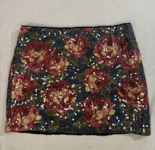 abercrombie fitch Women Multicolor Floral Sequins Mini Skirt Size 2 W26