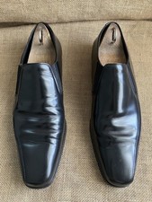 PRADA Mens Black Leather Slip On Loafers Size UK 8  US 9