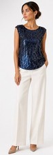 Alice Olivia Sequin Blouse Size S Blue Chic Luxury