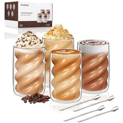 Latte Macchiato Gläser Doppelwandig 350ml 4er Set Kaffeegläser Espresso Cappu...