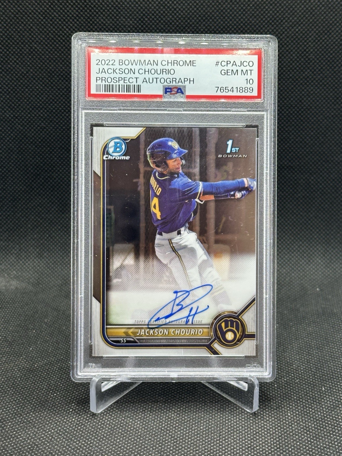 Jackson Chourio 2022 Bowman Chrome Prospect Autograph 1st PSA 10