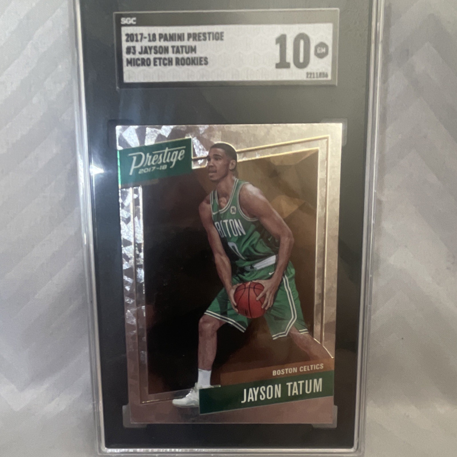 Panini Prestige 2017-18 Jayson Tatum #3 Micro Etch Rookies SGC 10 Boston Celtics