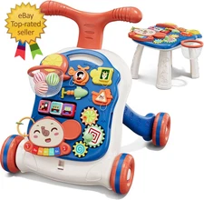 3 in 1 Baby Walker and Activity Center Boy Learning to Walk Sit to Stand Early