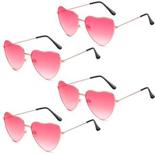4 Pack Heart Sunglasses, Hippie Lens Sunglasses Ladies Retro Fancy Dress Brill...