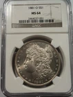 1881 O Morgan Silver Dollar NGC MS64 Better Date Morgan Bright White