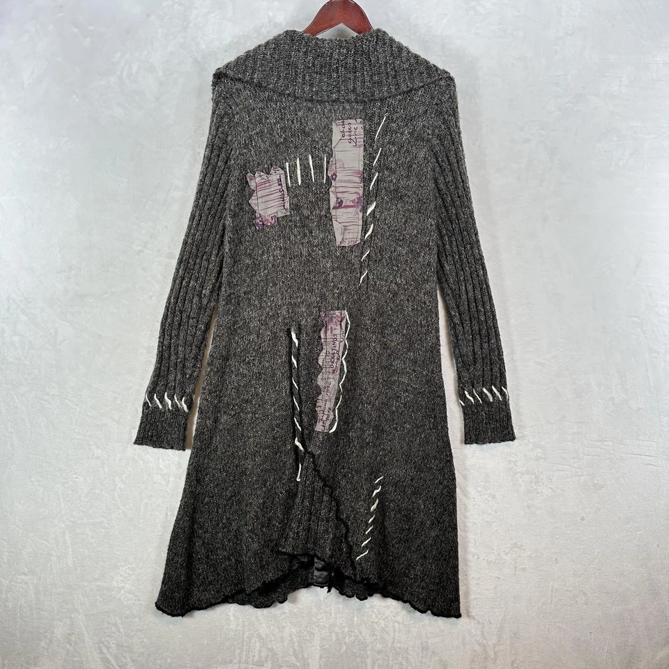 Suéter Monroe & Main Mujer XL Gris Largo Plumero Chal Cuello Apliques Artísticos Foto 3 de 4