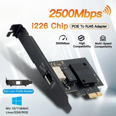 Intel I226-V PCIE To RJ45 Network Adapter 2.5G Gigabit Ethernet100/1000/2500Mbps