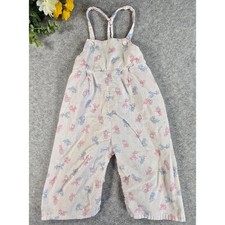 Vintage 70s Baby Animal Print Overalls Romper Pastel 12m Retro Cotton Kitsch 80s